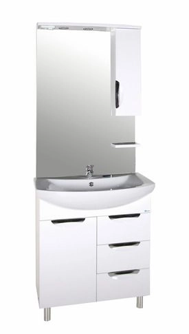 Зеркальный шкаф ASB-Mebel Мессина 9887 672х176 мм с подсветкой цвет белый глянец