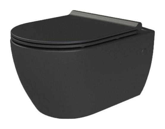 Унитаз подвесной безободковый Boheme Bianco 961 Черный матовый с крышкой ультра слим и микролифтом