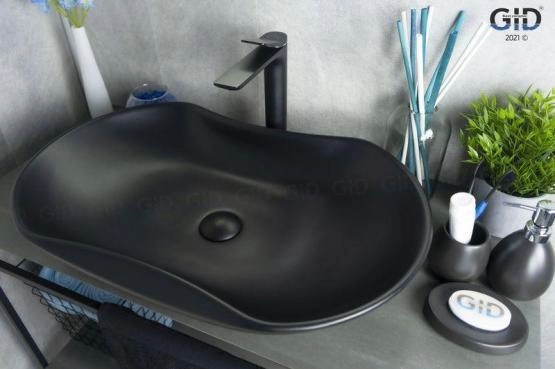 Раковина Gid Bm9175 67x41 на столешницу черная матовая