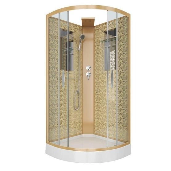 Душевая кабина Niagara Luxe NG-7715GBK (900x900х2100) низкий поддон стенки ЗОЛОТО БЕЗ КРЫШИ