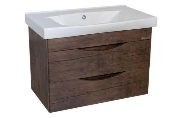 Тумба под раковину Bellezza Санриса 80 подвесная с 2 ящ. (Стрим) орех