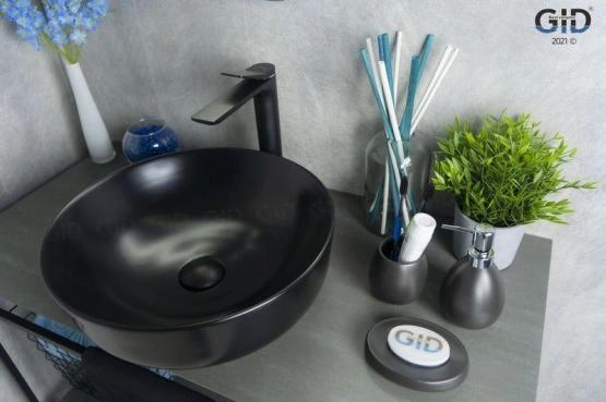 Раковина Gid Nc911 42x42 на столешницу черная матовая
