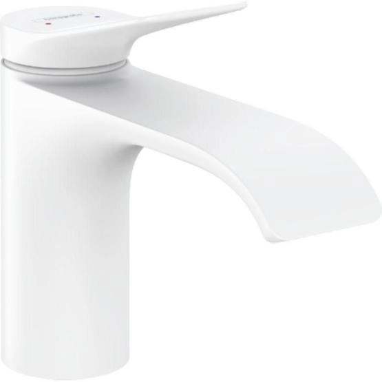 Смеситель Hansgrohe 75010700 Vivenis для раковины 80 мм, со сливным гарнитуром матовый белый
