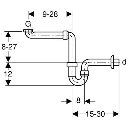 151.107.11.1 Geberit Сифон U-образный, с отводом