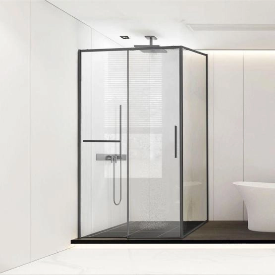 Душевой уголок Vincea Slim Soft VSR-1SS8011CLGM, 1100*800, вороненая сталь, стекло прозрачное