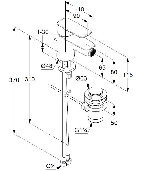 Смеситель для биде Kludi Pure&Style 402160575