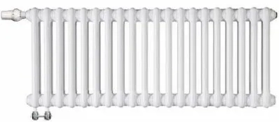 Zehnder Charleston Completto радиатор отопления 3-х трубный 500х1472х100 нижнее подключение верхний термовентиль V001 1/2" Ral 9016