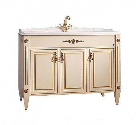 Тумба Belux Империя Н 105 под умывальник Клевер КЕ-1100 Слоновая кость с золотой патиной