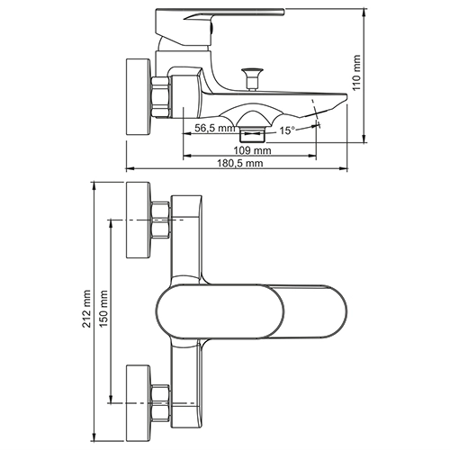 Смеситель Wasserkraft Elbe 7401 для ванны с коротким изливом, цвет черный