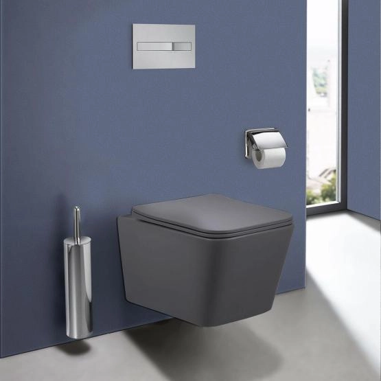 Унитаз подвесной Vincea Q-Line VT1-12MA безободковый, цвет антрацит мат., ультратонкое soft close сиденье