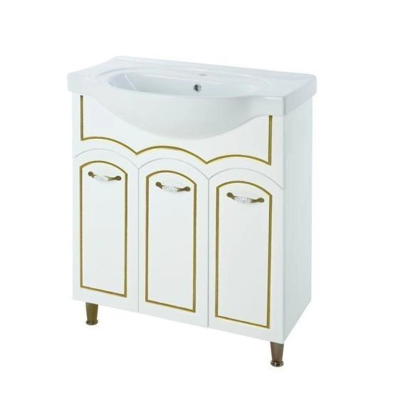 Тумба под раковину BELLEZZA Амелия-80 белая (патина) золото