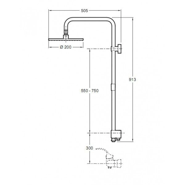 Душевая система Jacob Delafon EO E11715-CP круглый верхний душ диаметр 200 мм