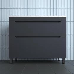 Тумба напольная Style Line Остин под раковину Фортуна 100 2 ящ графит эмаль PLUS