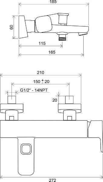Смеситель для ванны Ravak 10° X070065