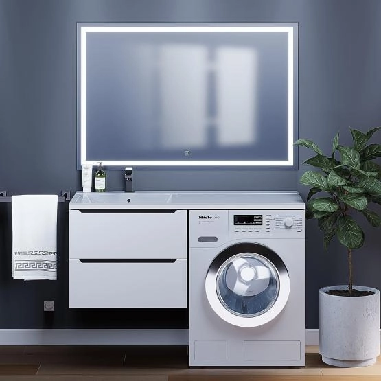 Тумба под стиральную машину Uperwood Tanos 60 см, подвесная, белый/графит