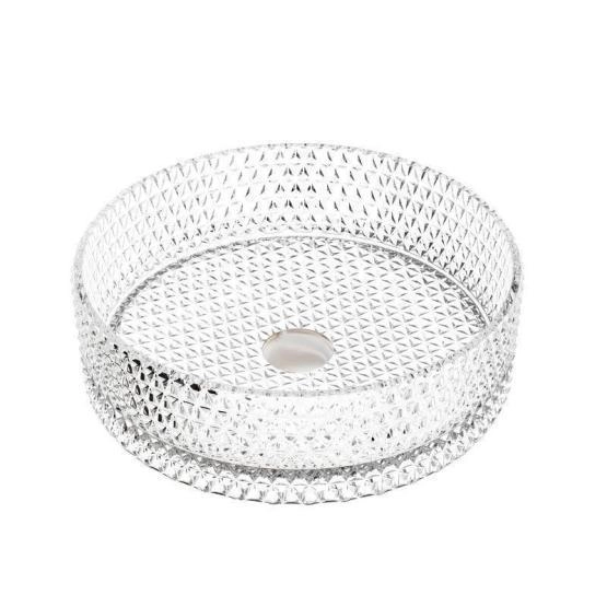 Умывальник чаша накладная круглая (прозрачная) Cristal 360x360x112мм