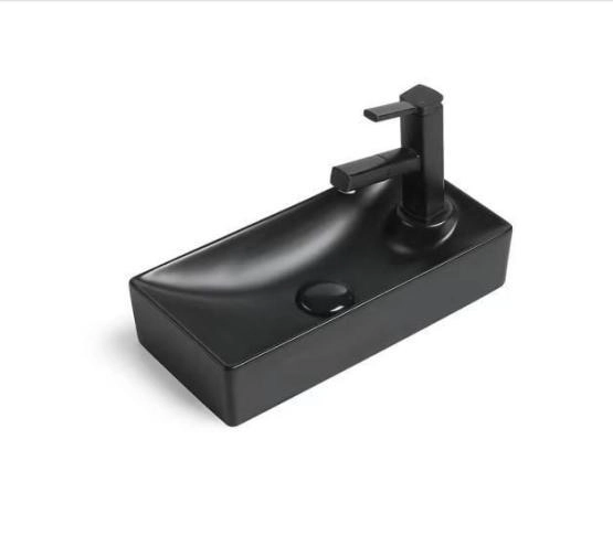 Раковина SantiLine SL-2009LMB керамическая, накладная/подвесная (черная матовая)