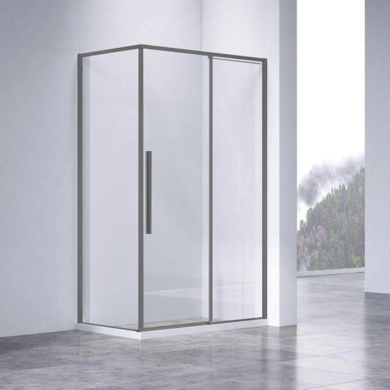 Душевой уголок Vincea Slim-N VSR-4SN8011CLGM, 1100*800, вороненая сталь, стекло прозрачное