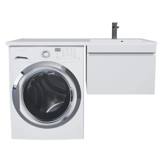 Тумба под стиральную машину Uperwood Magenta, 60 см, подвесная, белый матовый, выдвижной ящик