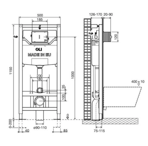 Инсталляция OLI 120 100409mSl00 + Панель слива SLIM, хром глянцевый