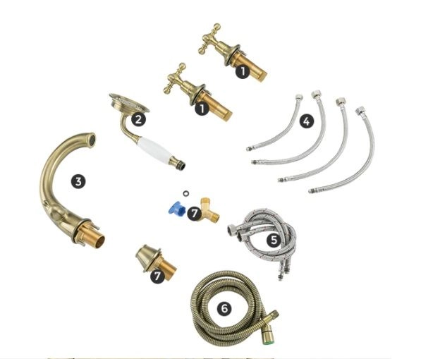 Смеситель Gappo G1189-4 борт ванны 4 отверстия, бронза