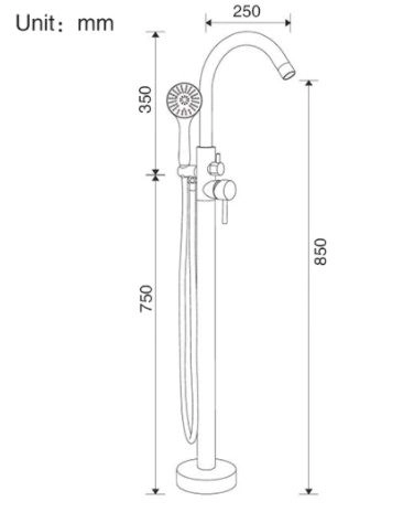 Смеситель Gappo G3098 для ванны напольный, хром