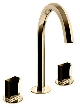 Fantini Venezia смеситель для раковины на 3 отверстия, вылет 175 мм, без ручек, картридж керамический 90°, подводка, донный клапан нажимного типа, ручки заказываются отдельно, см. раздел "Ручки", цвет Matt British Gold PVD