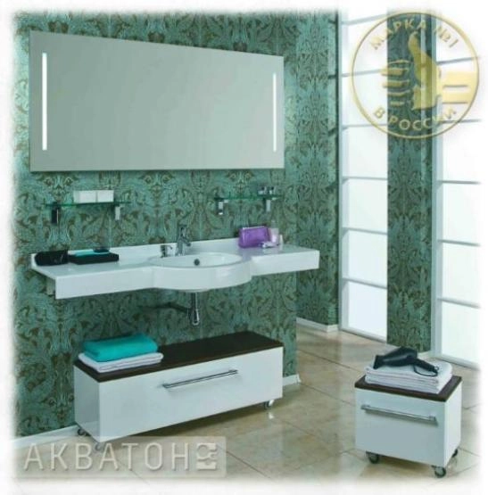 Акватон раковина Отель 150 см с навесами цвет белый