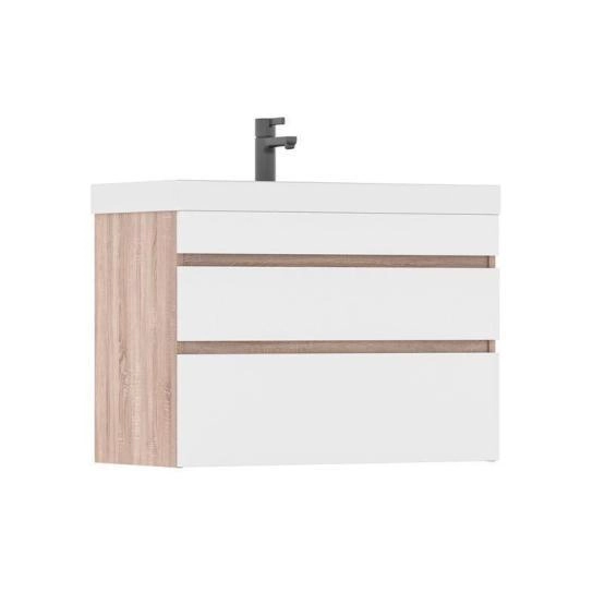 Тумба для ванной Volna Conty 80.2Y Белый/дуб сонома подвесная (9696) раковина отдельно