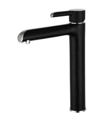 Смеситель для раковины Gappo G1003-16 высокий чёрный/хром