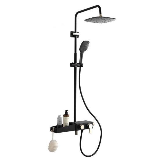 Душевая система AZARIO с поворотным изливом, черный/золото (AZ-801-2)