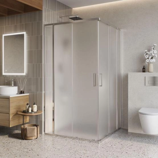 Душевой уголок BelBagno LUCE 110x110 матовое стекло 6 мм профиль хром LUCE-A-22-90+20-P-Cr