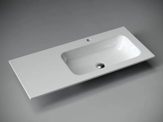 Раковина накладная Grace прямоугольная, 1010*457*137 мм, чаша справа, с отверстием под смеситель, цвет белый