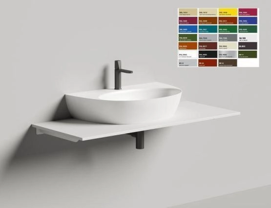 Раковина Salini ALDA WALL 03 S-Stone покраска RAL матовая 71x45 140323MF накладная без отв.смесителя