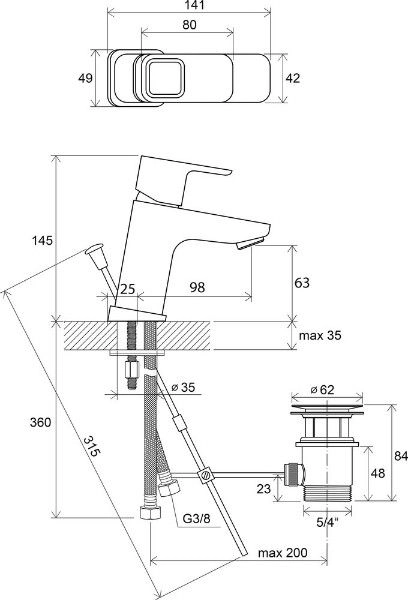 Смеситель для умывальника Ravak 10° TD 011.00