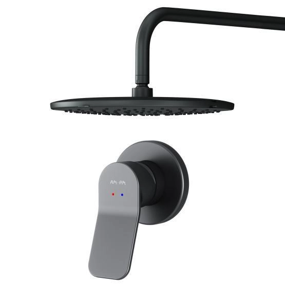 Набор: Смеситель для душа, верхний душ с держателем AM.PM X-Joy FB85A2R002 чёрный