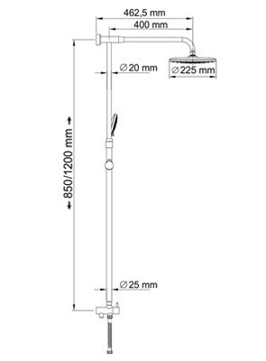 Душевая система Wasserkraft A066 , 85/120х57,5 см