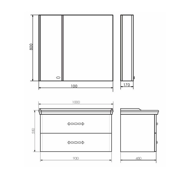 Зеркало шкаф Comforty Неаполь-100 белый глянец