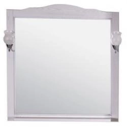 Зеркало ASB-Woodline Римини Nuovo-60 с полкой и светильниками Белый/Патина серебро