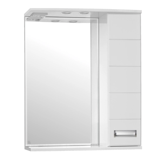 Зеркальный шкаф Style Line Elfante Ирис 65/С с подсветкой, белый