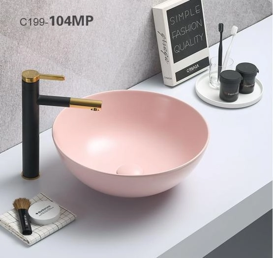 Раковина Ceramalux NC 41x41 розовый, 104MP-3 круглая