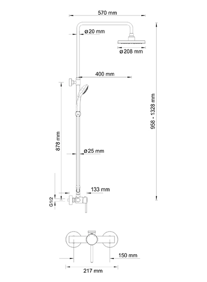 Душевая система WasserKraft A12202 хром