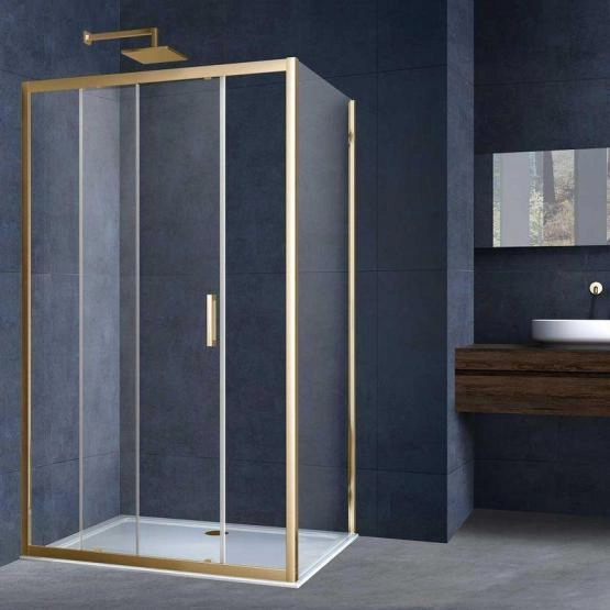 Душевой уголок Vincea Alpha VSR-3AL8014CLG, 1400*800, брашированное золото, стекло прозрачное