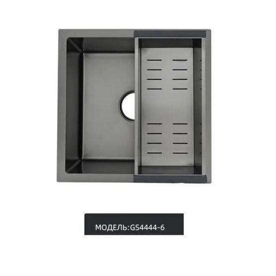 Кухонная мойка Gappo GS4444-6 440x440x215mm 0.8мм с коландером Черный