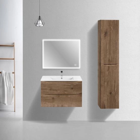 Тумба под раковину Vincea Mia Slim 800 подвесная, 2 выкатных ящика soft close, V.Oak