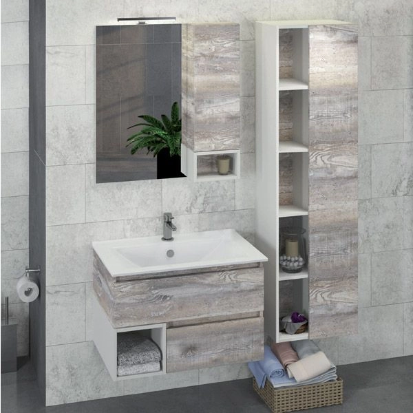 Зеркало шкаф Comforty Турин-75 дуб бежевый