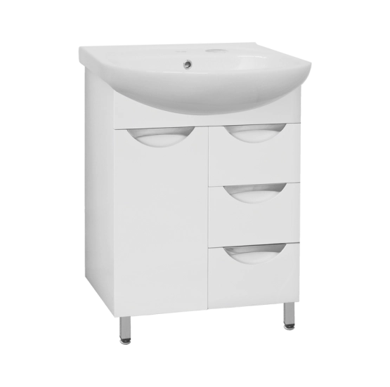 Тумба под раковину Style Line Elfante Жасмин 65 (3 ящ.) напольная с ящиками, белая