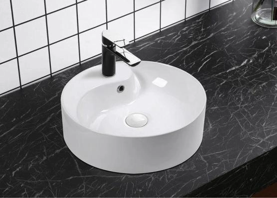 Раковина Cerutti SPA CR7009W накладная, белая, круглая, под смеситель, с переливом 465х465х145