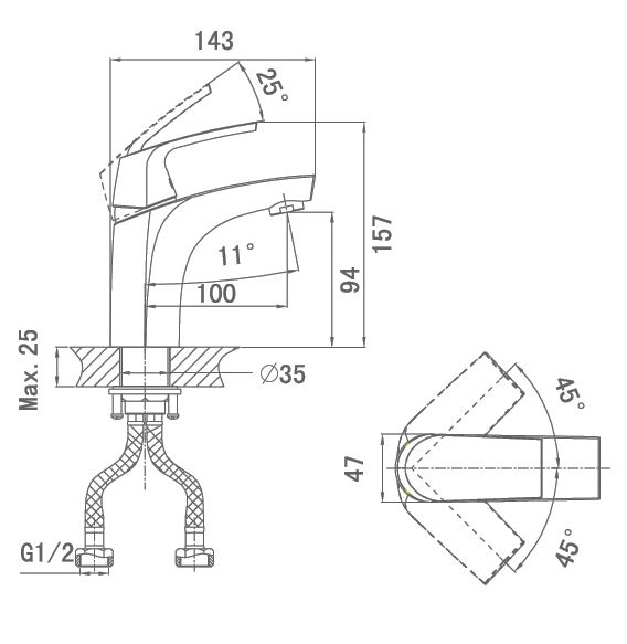 Смеситель для раковины D&K Rhein Feuerbach (DA1282101)