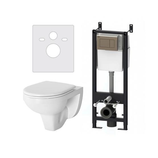 Комплект: Инсталляция с подвесным унитазом, с сиденьем микролифт и клавишей Damixa Jupiter DX77.IS10151.1738 белый, глянцевый хром